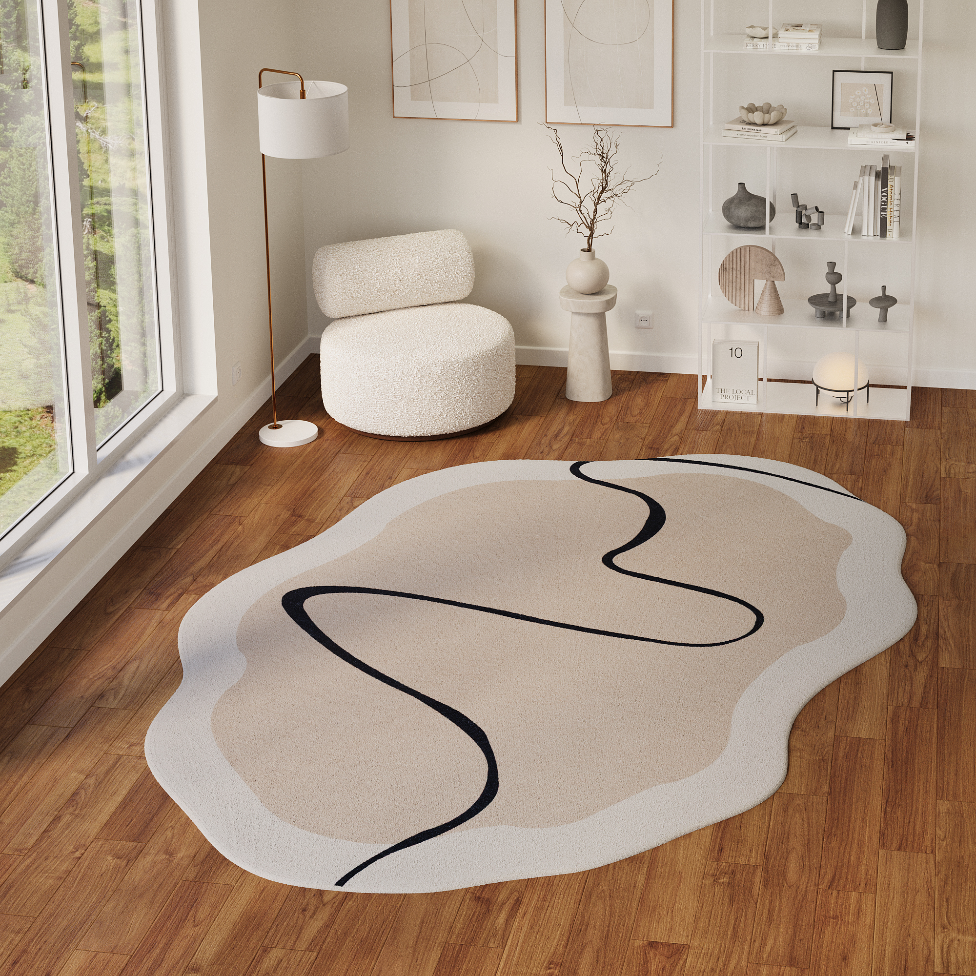 Alfombra Wisp Con Forma Irregular Beige