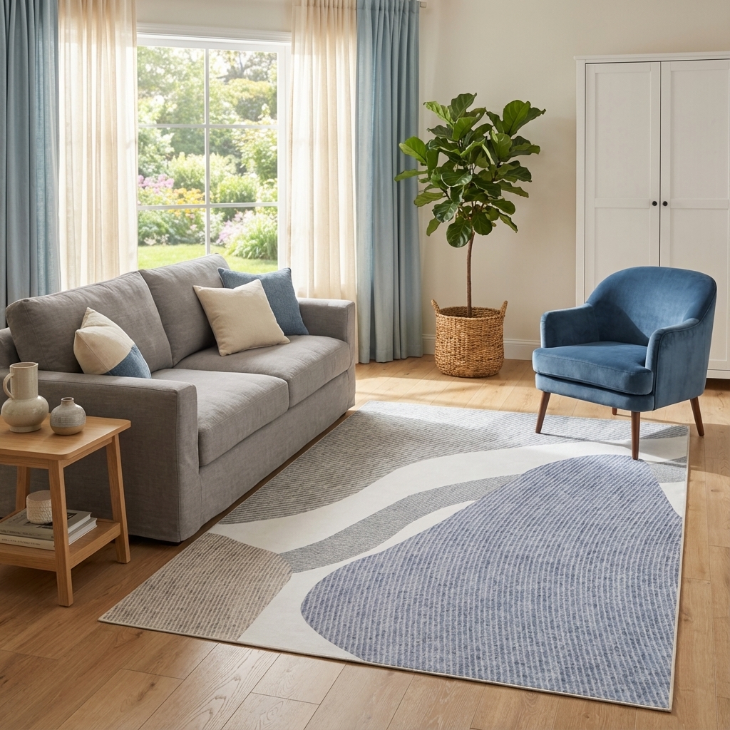 Alfombra Wisp Gris Azul Abstracto