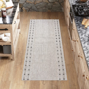 Alfombra de Pasillo Melissa Gris con Borde Indoor Outdoor