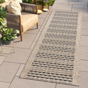 Alfombra de Pasillo Melissa Marrón Negro a Rayas Indoor Outdoor