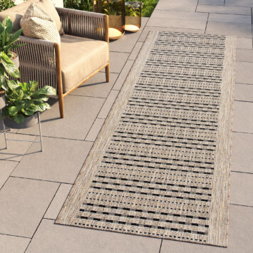 Alfombra de Pasillo Melissa Marrón Negro a Rayas Indoor Outdoor