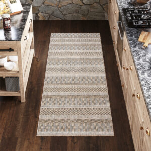 Alfombra de Pasillo Melissa Marrón a Rayas Indoor Outdoor