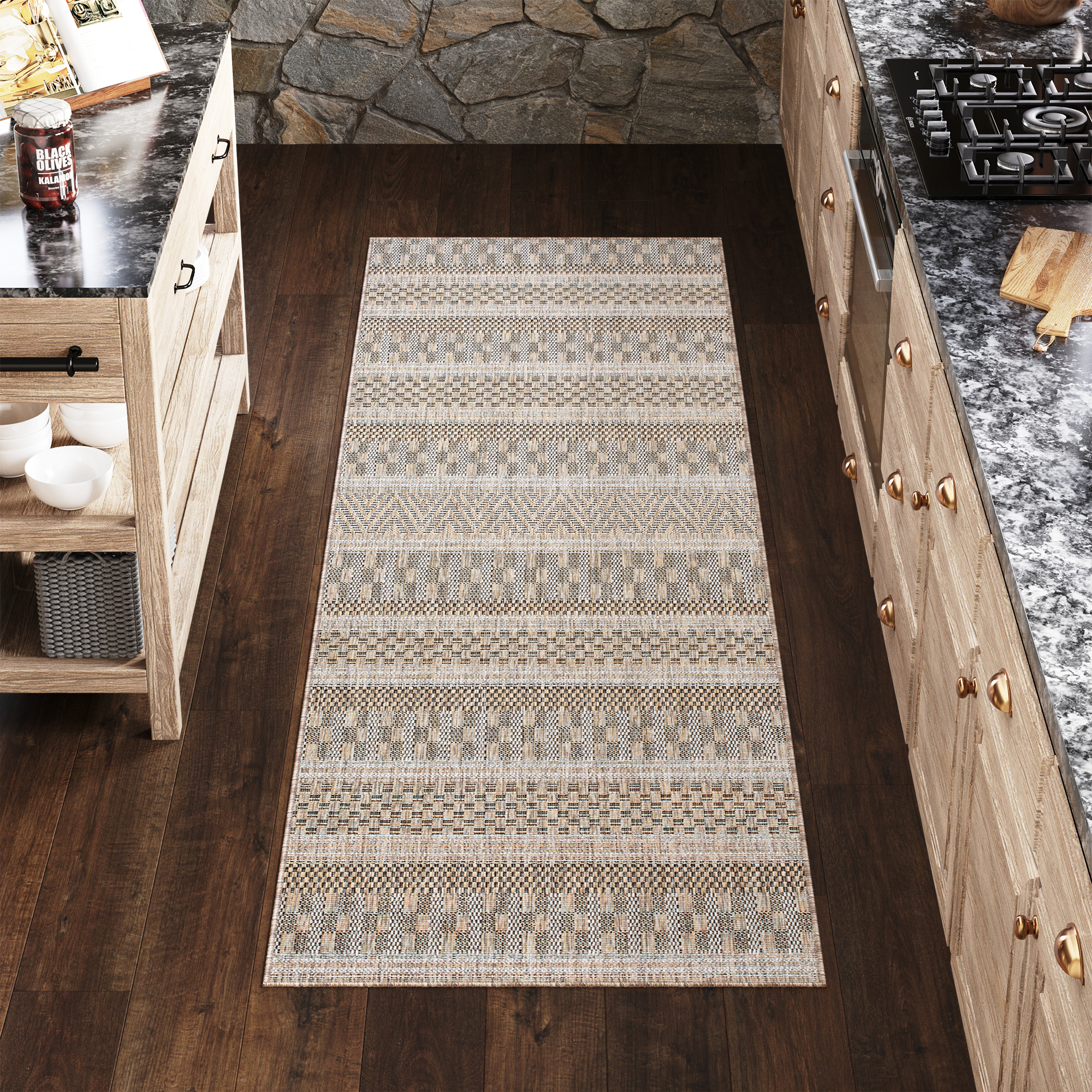 Alfombra de Pasillo Melissa Marrón a Rayas Indoor Outdoor