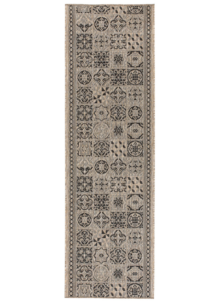 Alfombra de Pasillo Melissa Marrón Negro Mosaico Indoor Outdoor