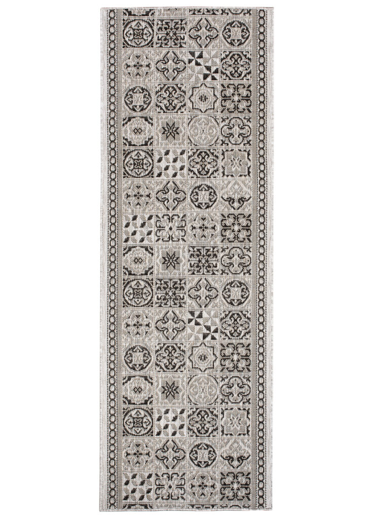 Alfombra de Pasillo Melissa Gris Negro Mosaico Indoor Outdoor