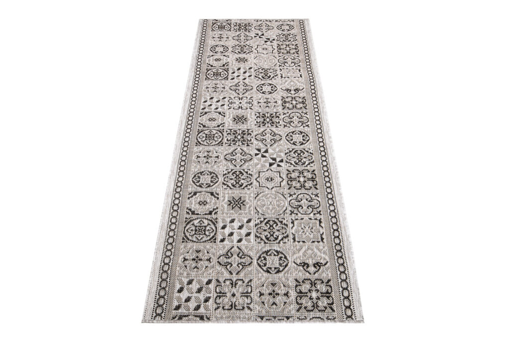 Alfombra de Pasillo Melissa Gris Negro Mosaico Indoor Outdoor