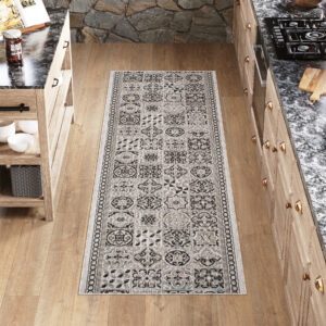 Alfombra de Pasillo Melissa Gris Negro Mosaico Indoor Outdoor