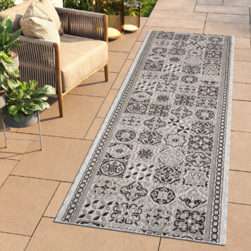 Alfombra de Pasillo Melissa Gris Negro Mosaico Indoor Outdoor