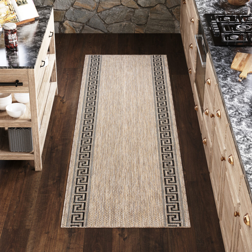 Alfombra de Pasillo Melissa Marrón Negro Zigzag Indoor Outdoor