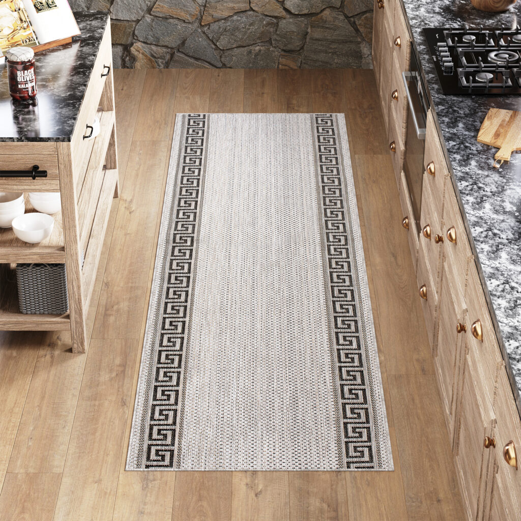 Alfombra de Pasillo Melissa Gris Negro Zigzag Indoor Outdoor