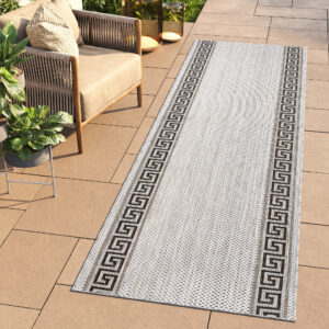 Alfombra de Pasillo Melissa Gris Negro Zigzag Indoor Outdoor