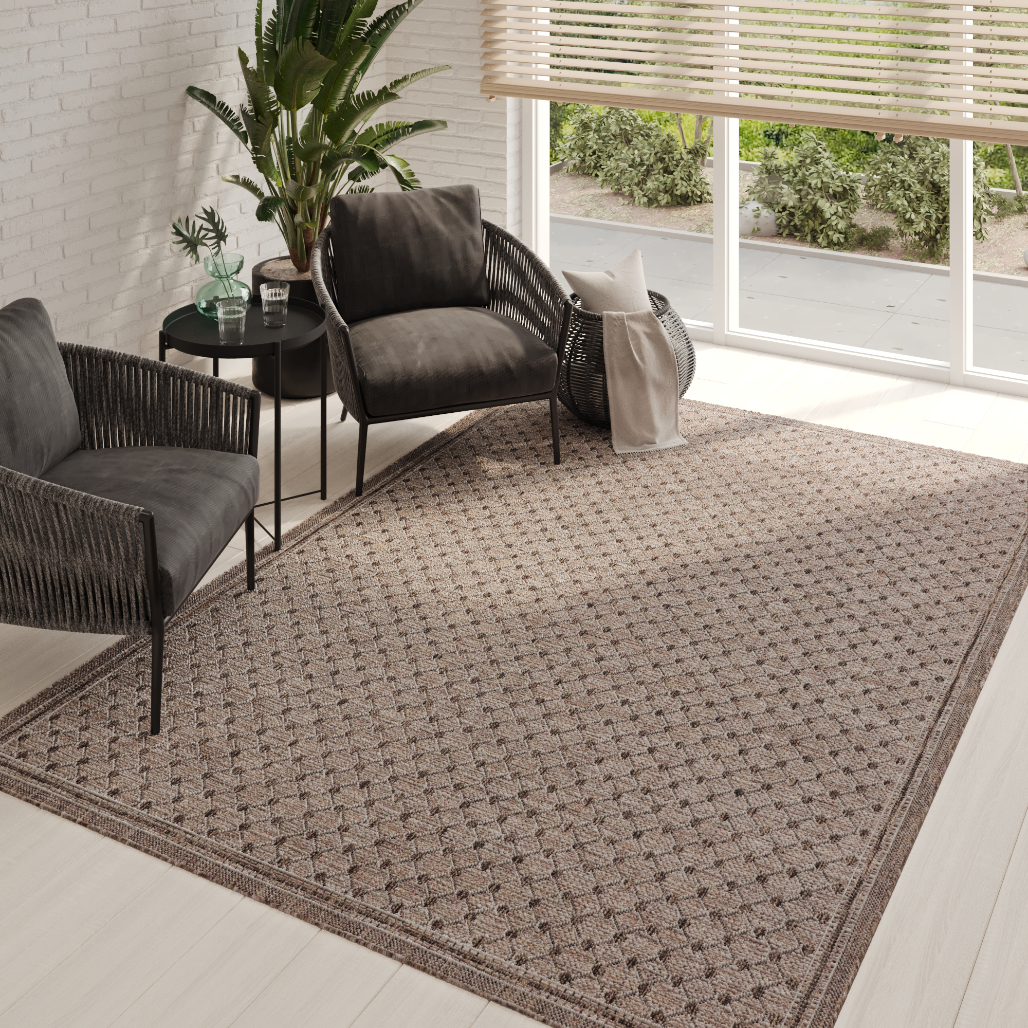 Alfombra Exterior Melissa Marrón Rombos