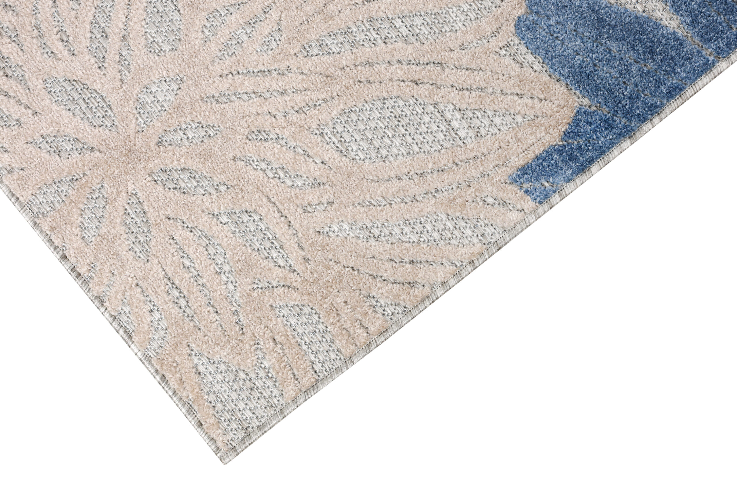 Alfombra Exterior Patio Gris Azul Flores