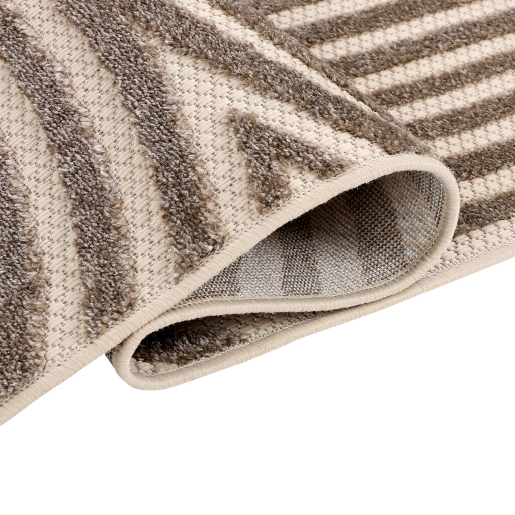 Alfombra Exterior Patio Beige Crema Líneas