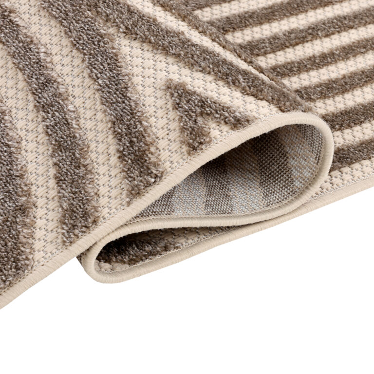 Alfombra Exterior Patio Beige Crema Líneas