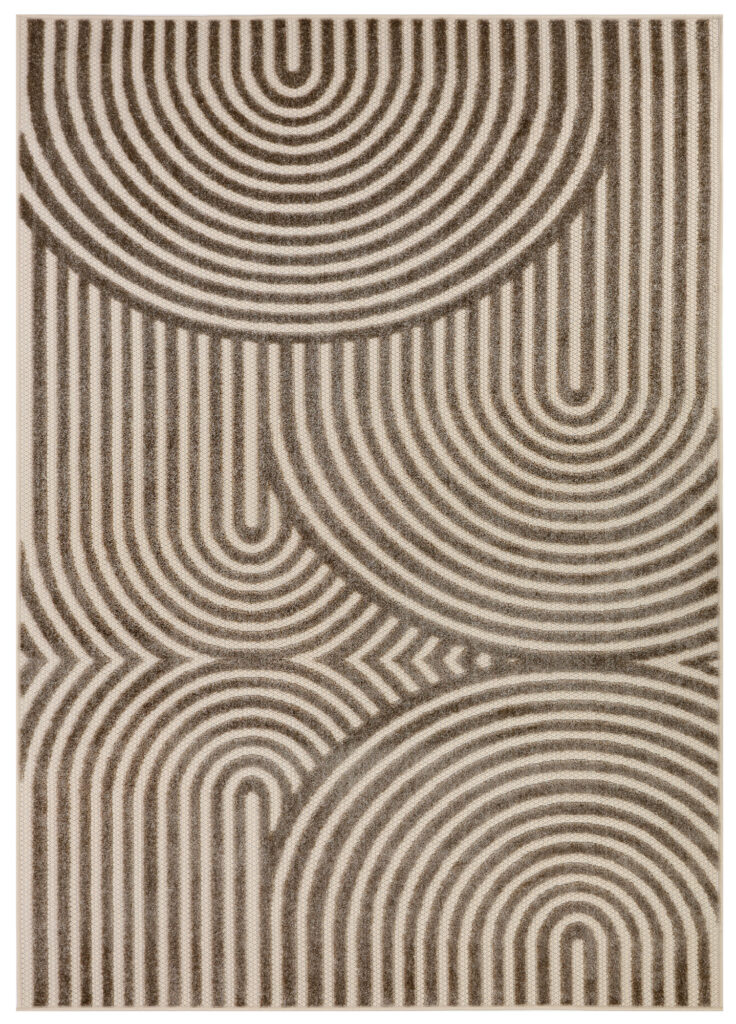 Alfombra Exterior Patio Beige Crema Líneas