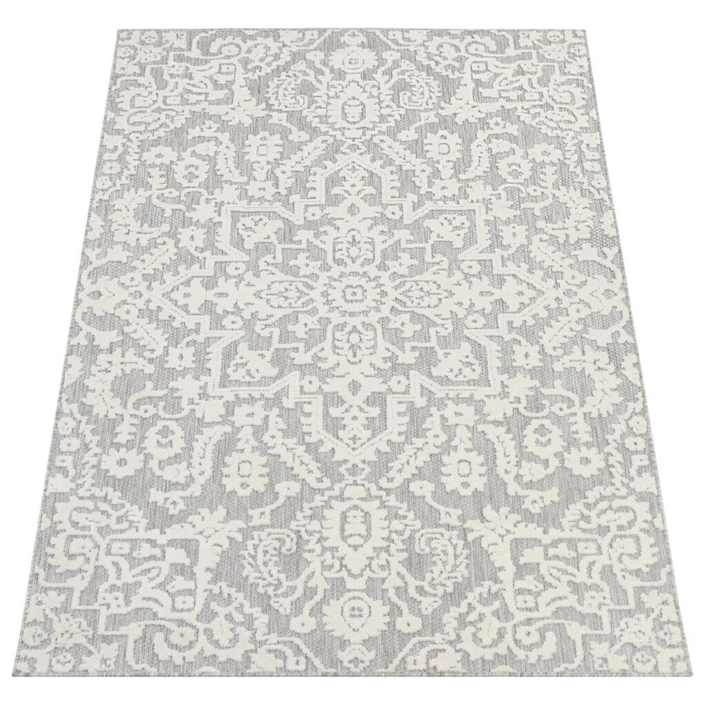 Alfombra Exterior Patio Gris Crema Ornamentales