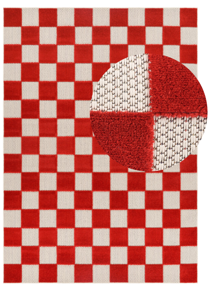 Alfombra de Exterior Checker Crema Roja