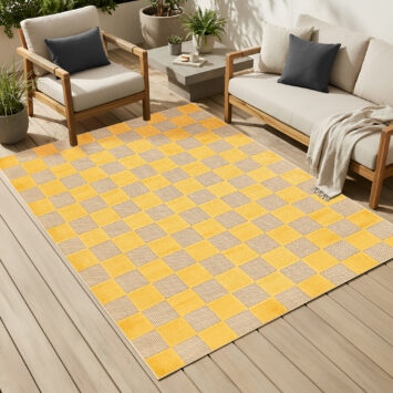 Alfombra de Exterior Checker Crema Amarilla