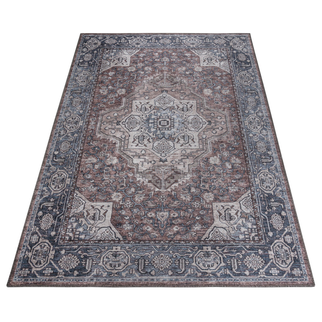 Alfombra Dubai Azul Marino Vintage Antideslizante