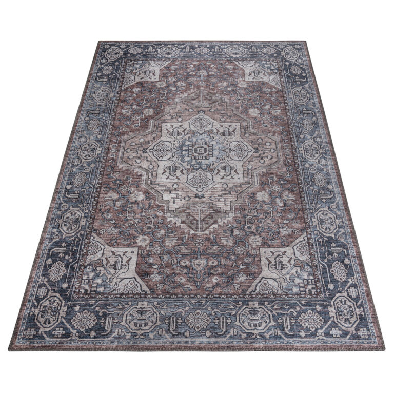 Alfombra Dubai Azul Marino Vintage Antideslizante