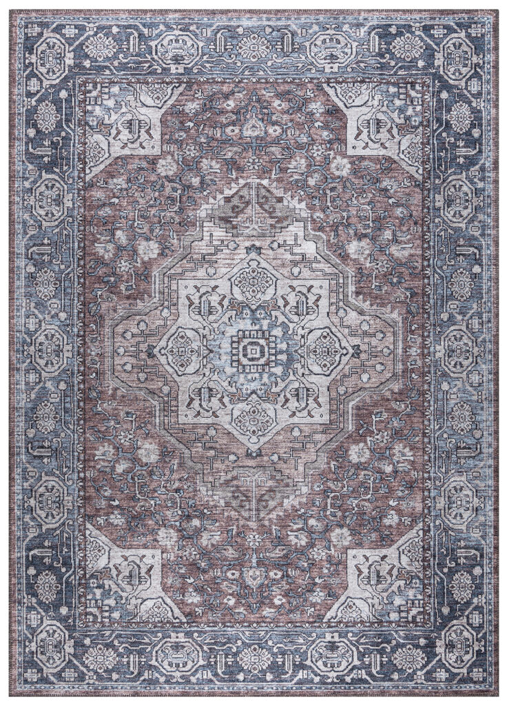 Alfombra Dubai Azul Marino Vintage Antideslizante
