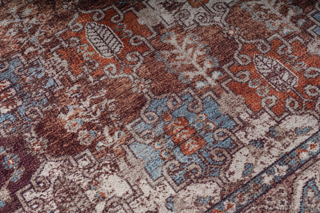 Alfombra Dubai Burdeos Ornamentos Antideslizante