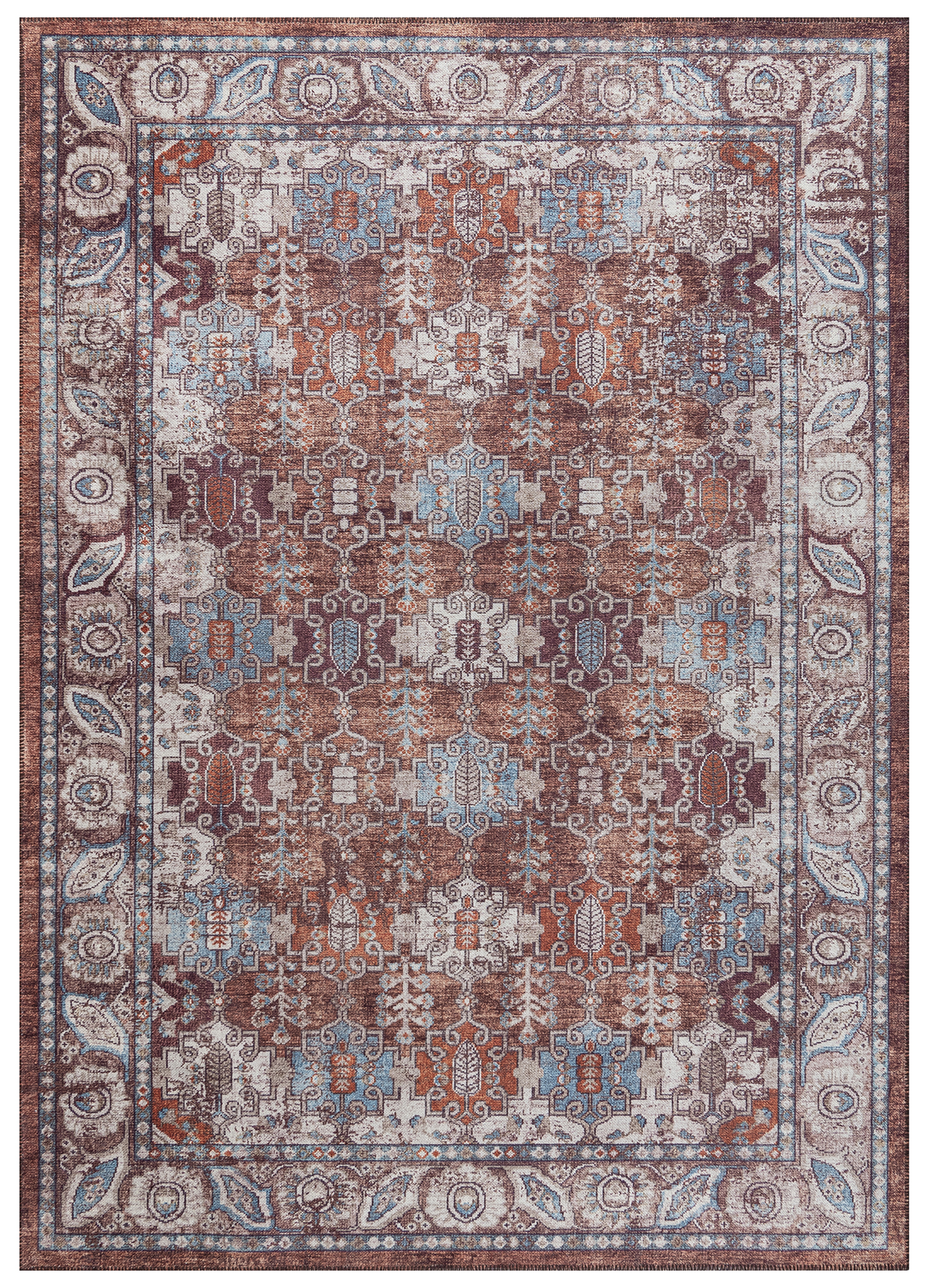 Alfombra Dubai Burdeos Ornamentos Antideslizante