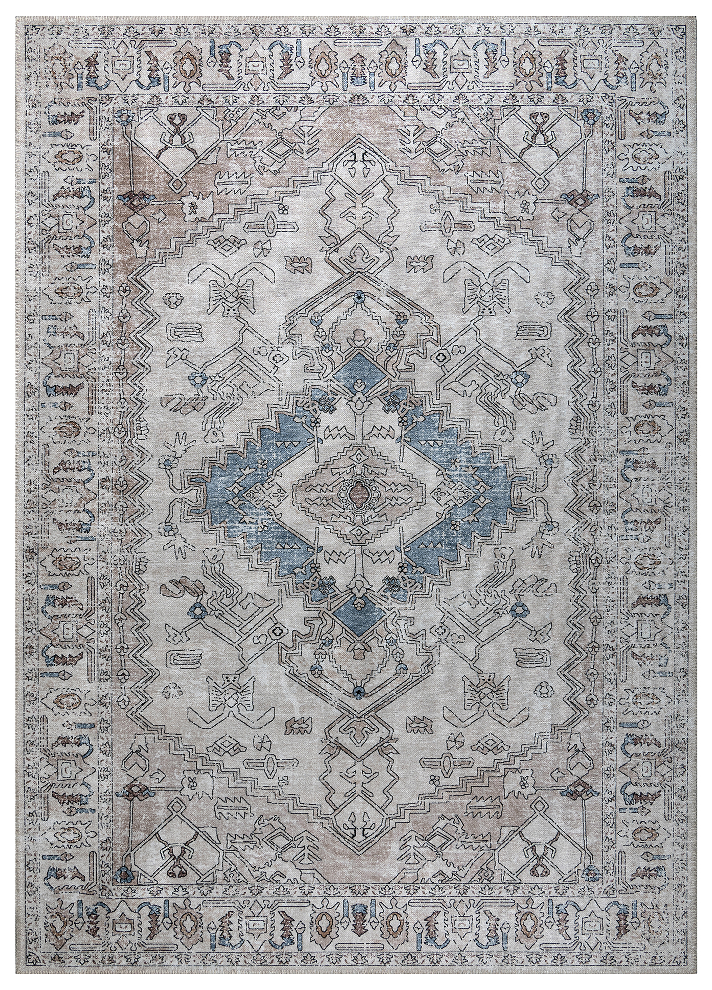Alfombra Dubai Gris Beige Vintage Antideslizante
