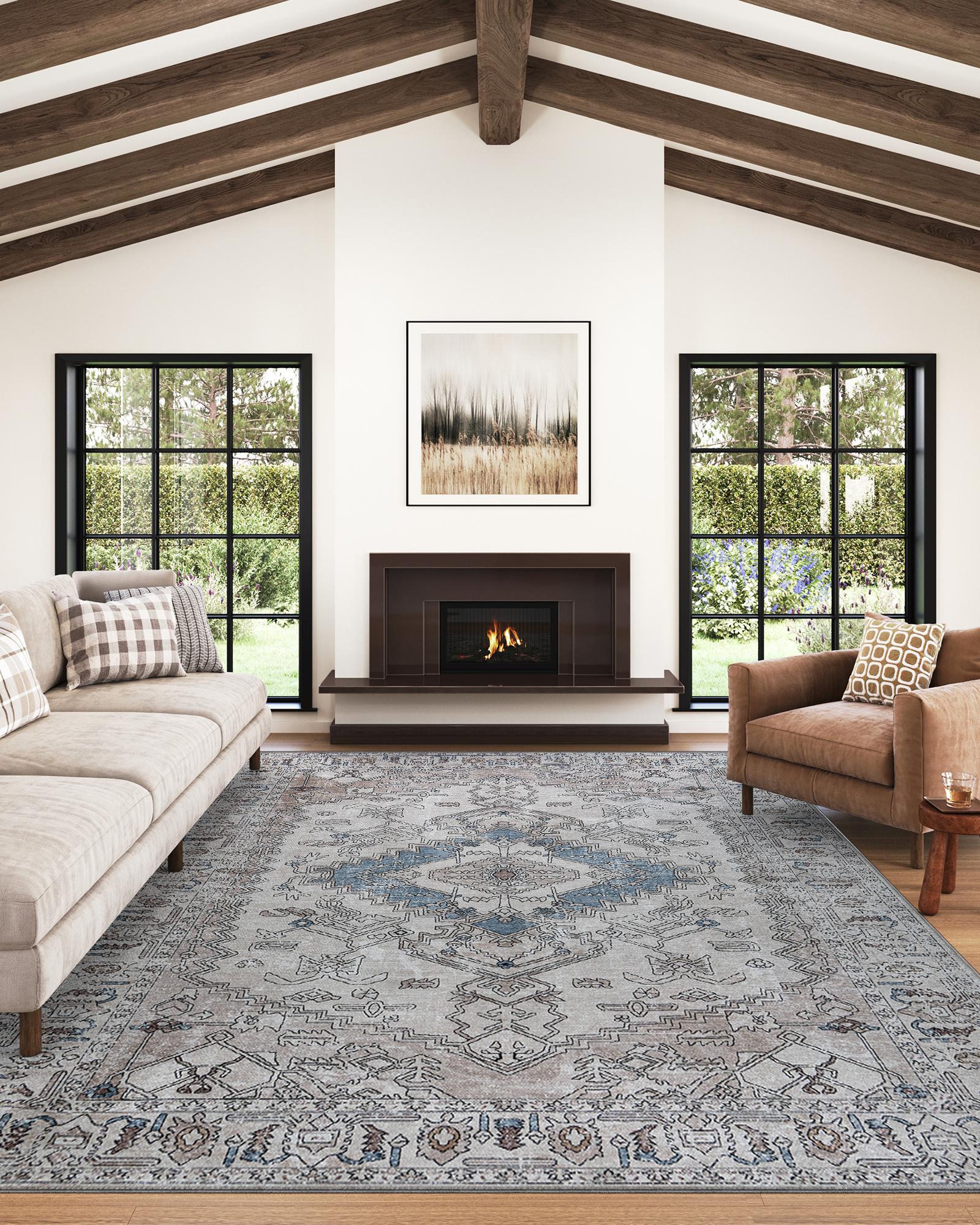 Alfombra Dubai Gris Beige Vintage Antideslizante