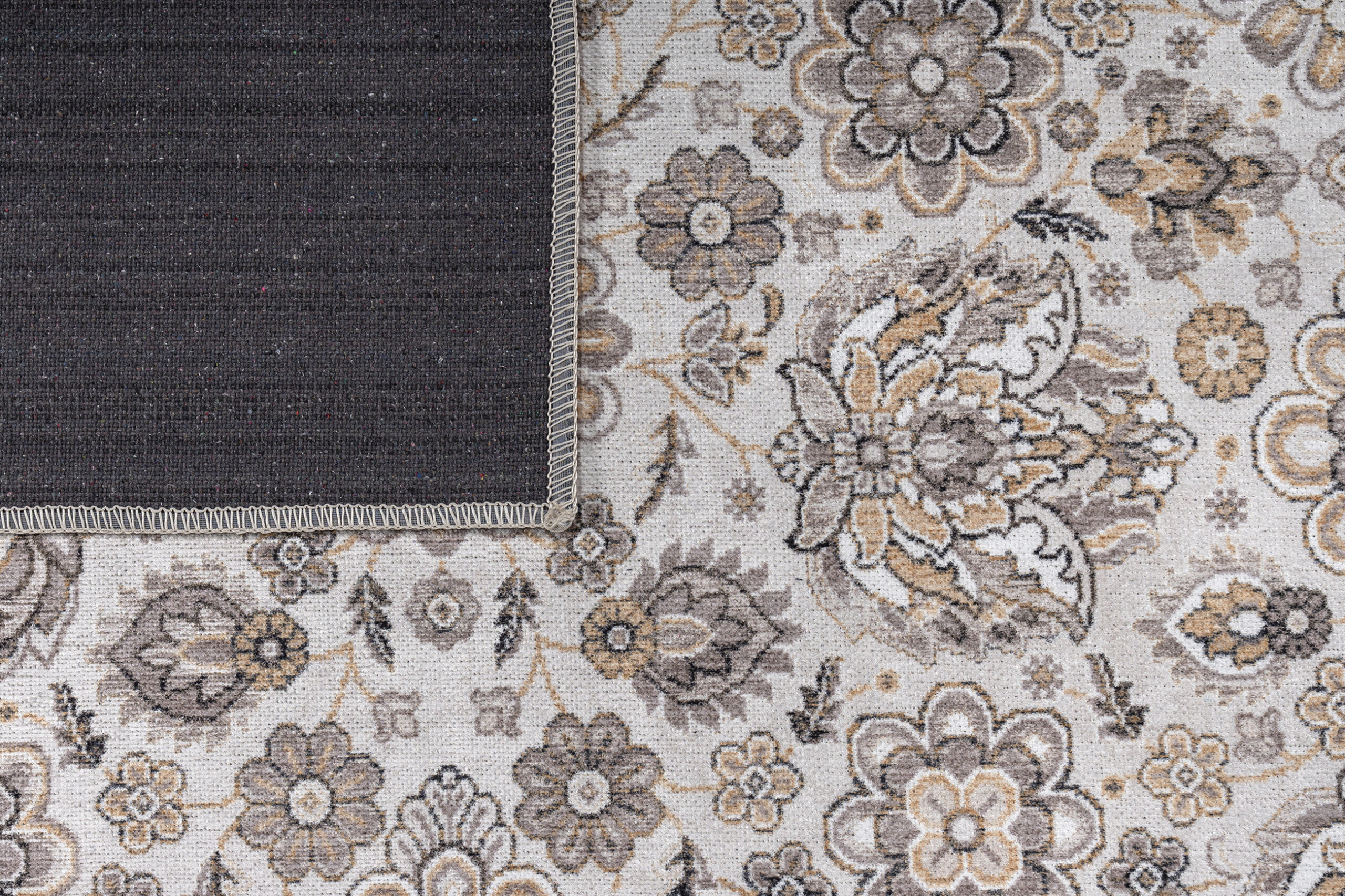 Alfombra Dubai Beige Motivo Floral Antideslizante