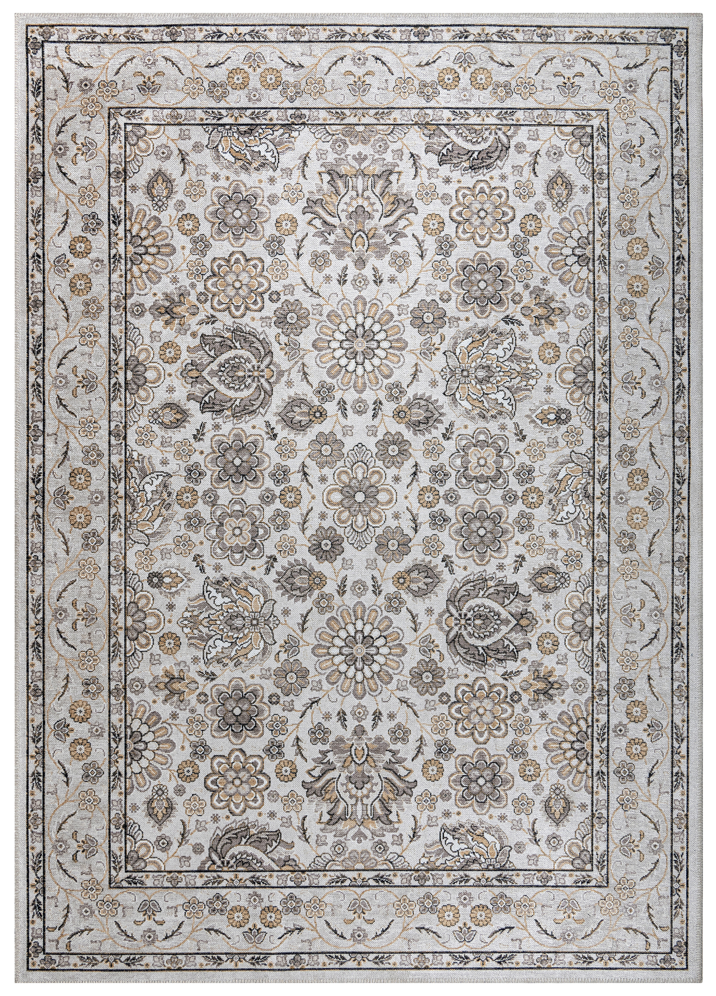 Alfombra Dubai Beige Motivo Floral Antideslizante