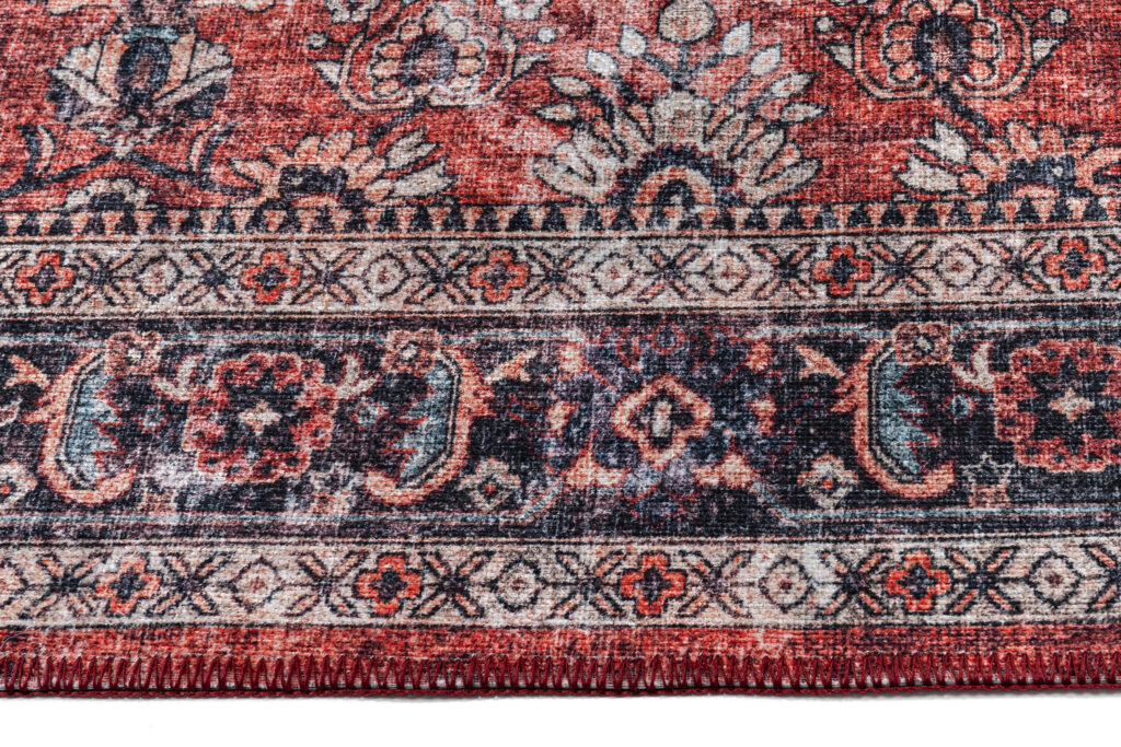 Alfombra Dubai Roja Ornamentos Antideslizante