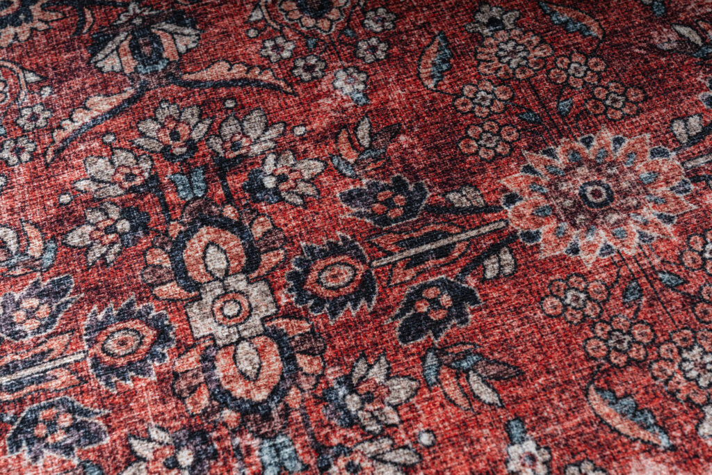 Alfombra Dubai Roja Ornamentos Antideslizante