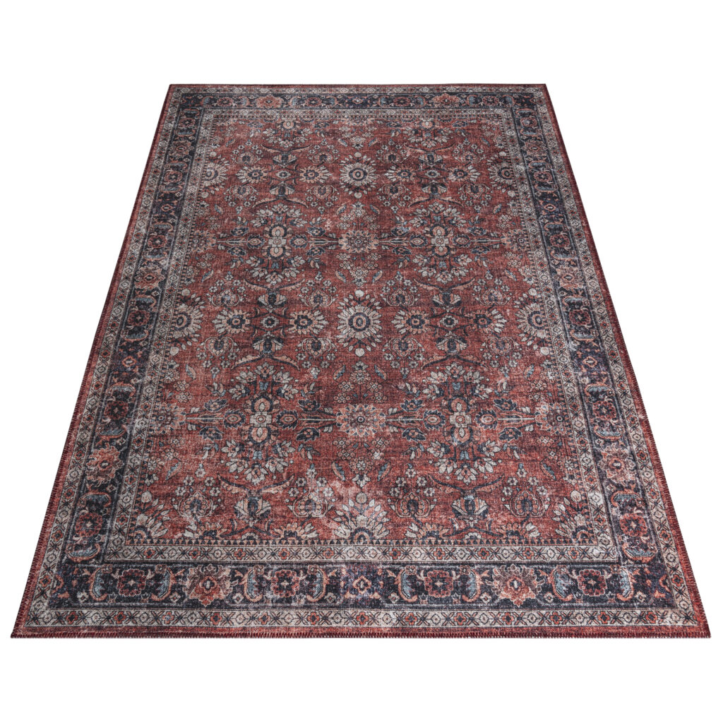 Alfombra Dubai Roja Ornamentos Antideslizante