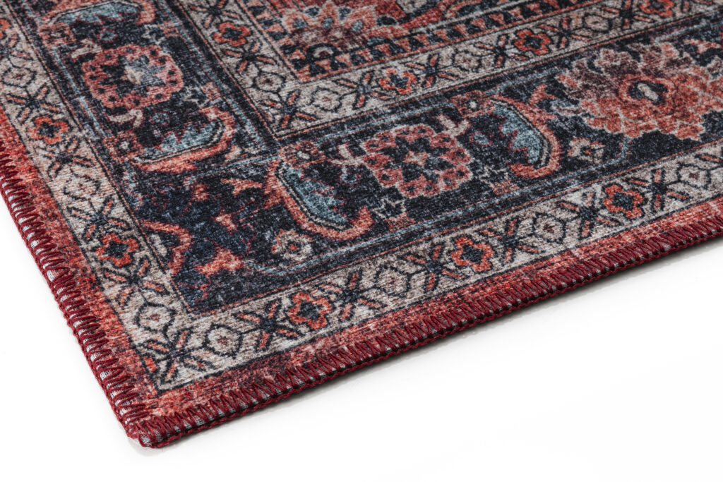 Alfombra Dubai Roja Ornamentos Antideslizante