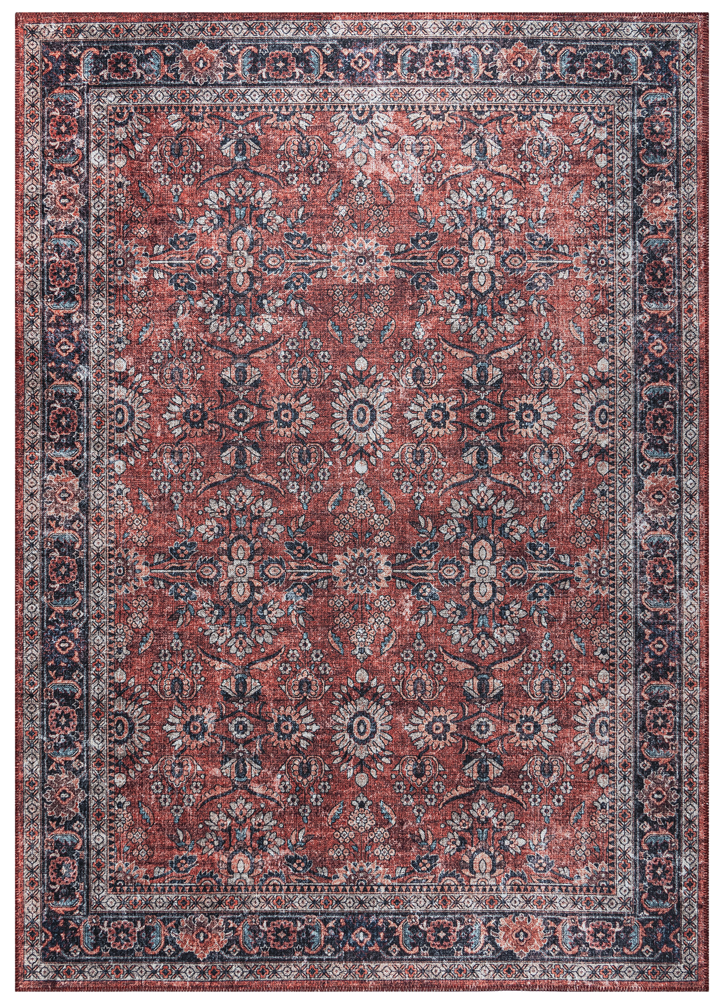 Alfombra Dubai Roja Ornamentos Antideslizante