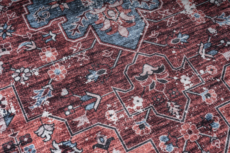 Alfombra Dubai Roja Azul Marino Antideslizante