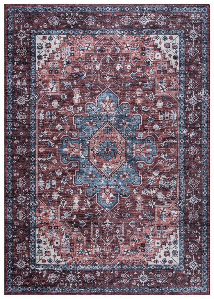 Alfombra Dubai Roja Azul Marino Antideslizante
