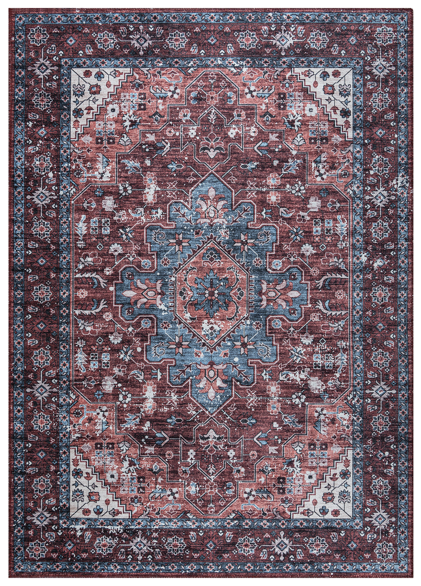 Alfombra Dubai Roja Azul Marino Antideslizante