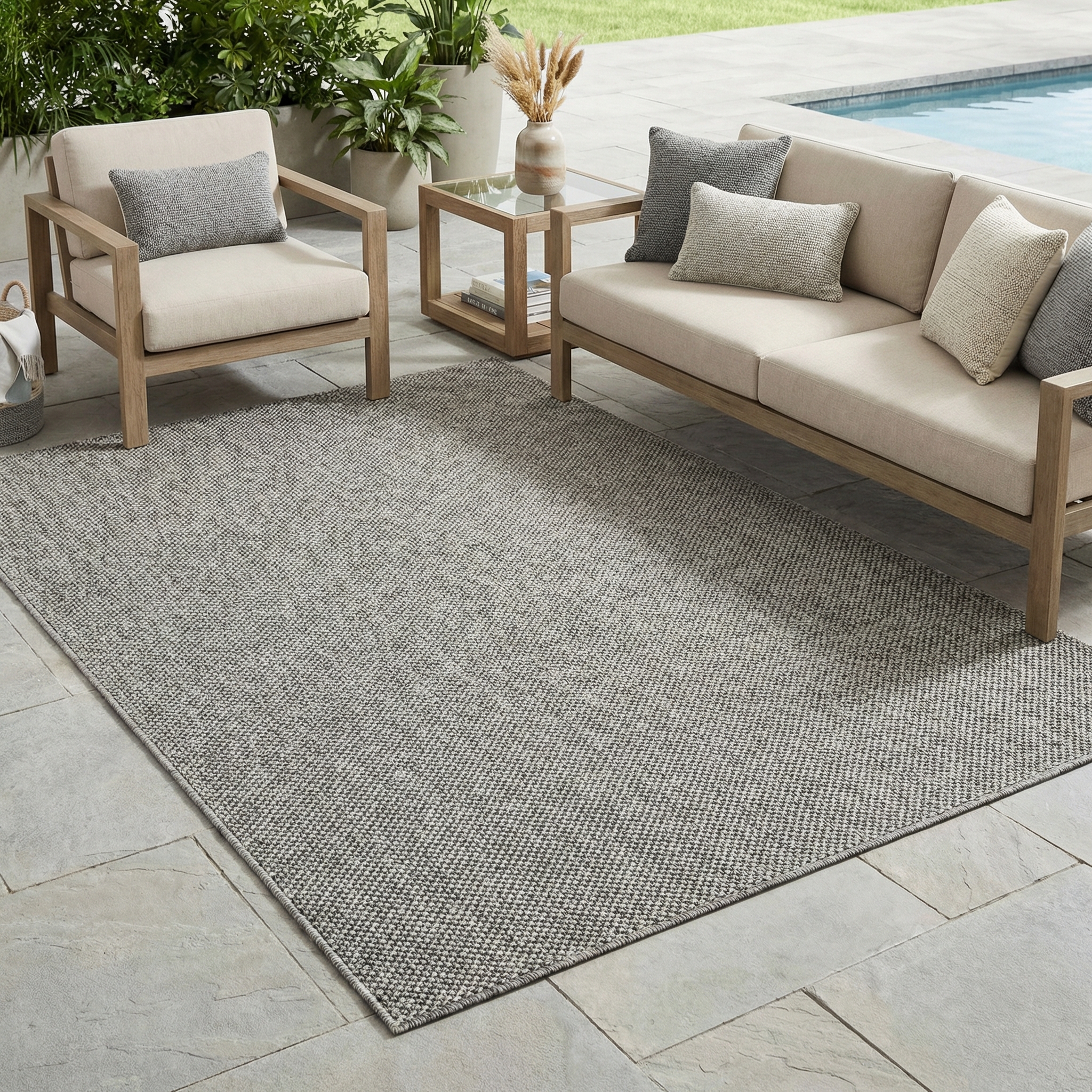 Alfombra Exterior Calma Gris Oscuro