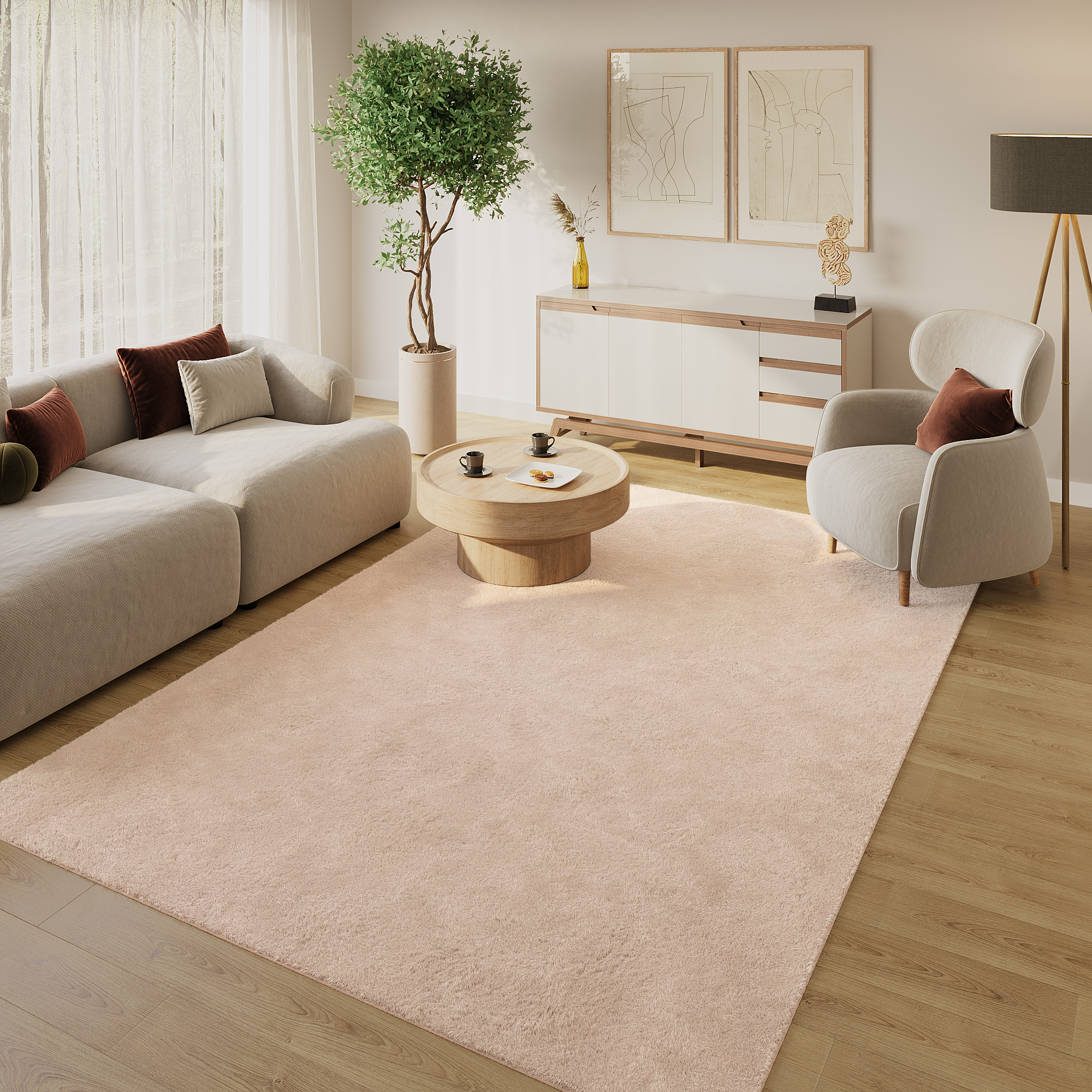 Alfombra Lumi Beige Antideslizante