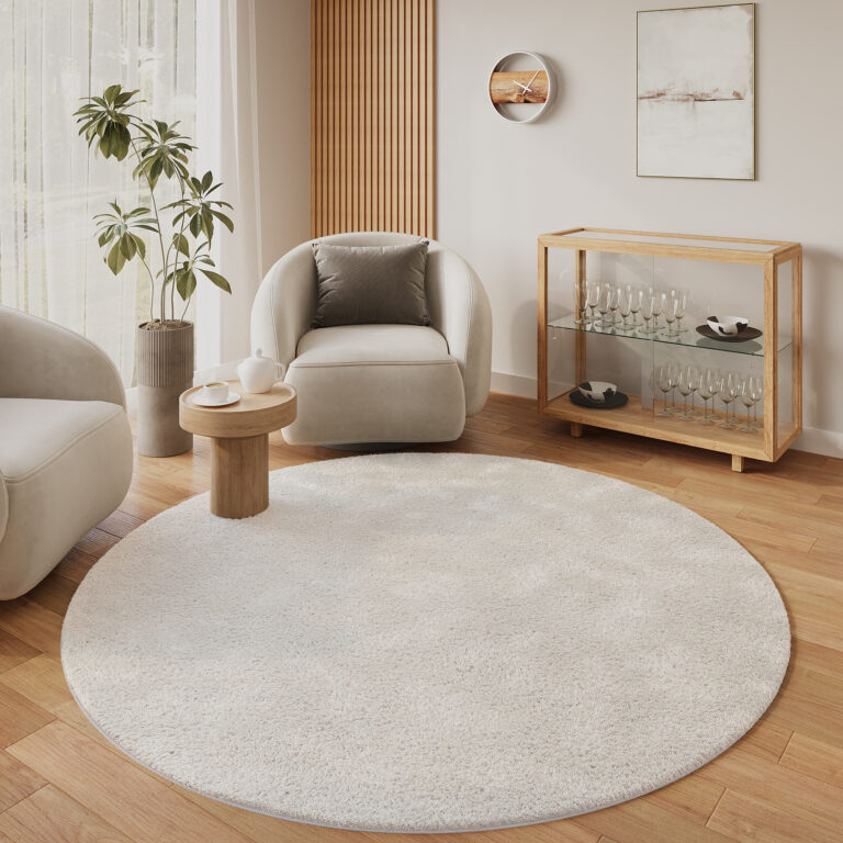 Alfombra Lumi Redonda Crema Antideslizante