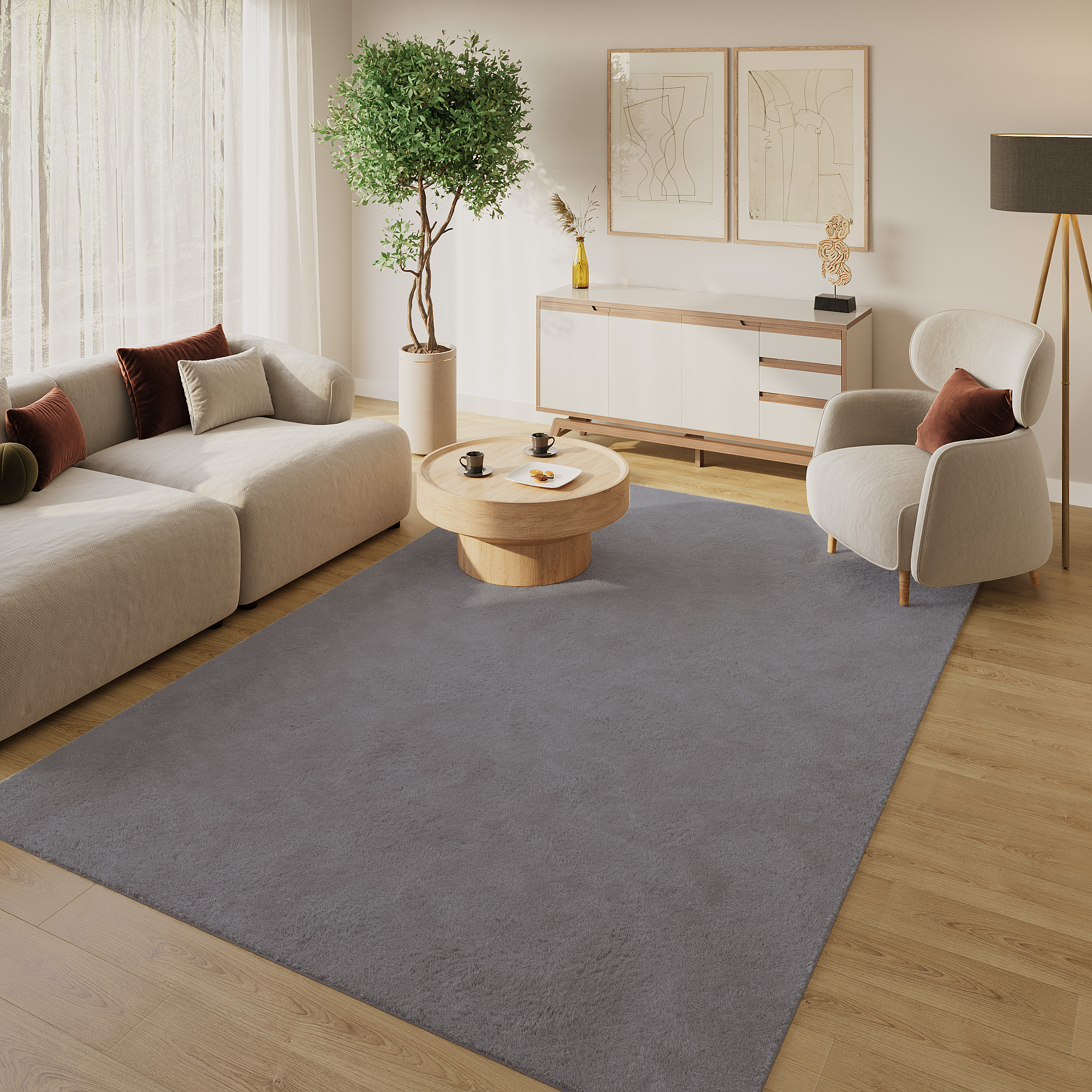 Alfombra Lumi Gris Oscuro Antideslizante