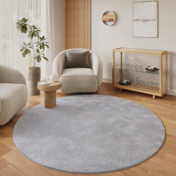 Alfombra Lumi Redonda Gris Claro Antideslizante