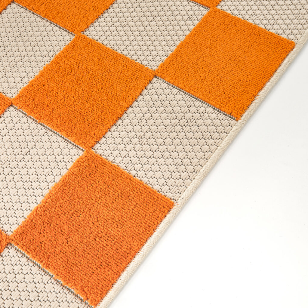 Alfombra de Exterior Checker Crema Naranja