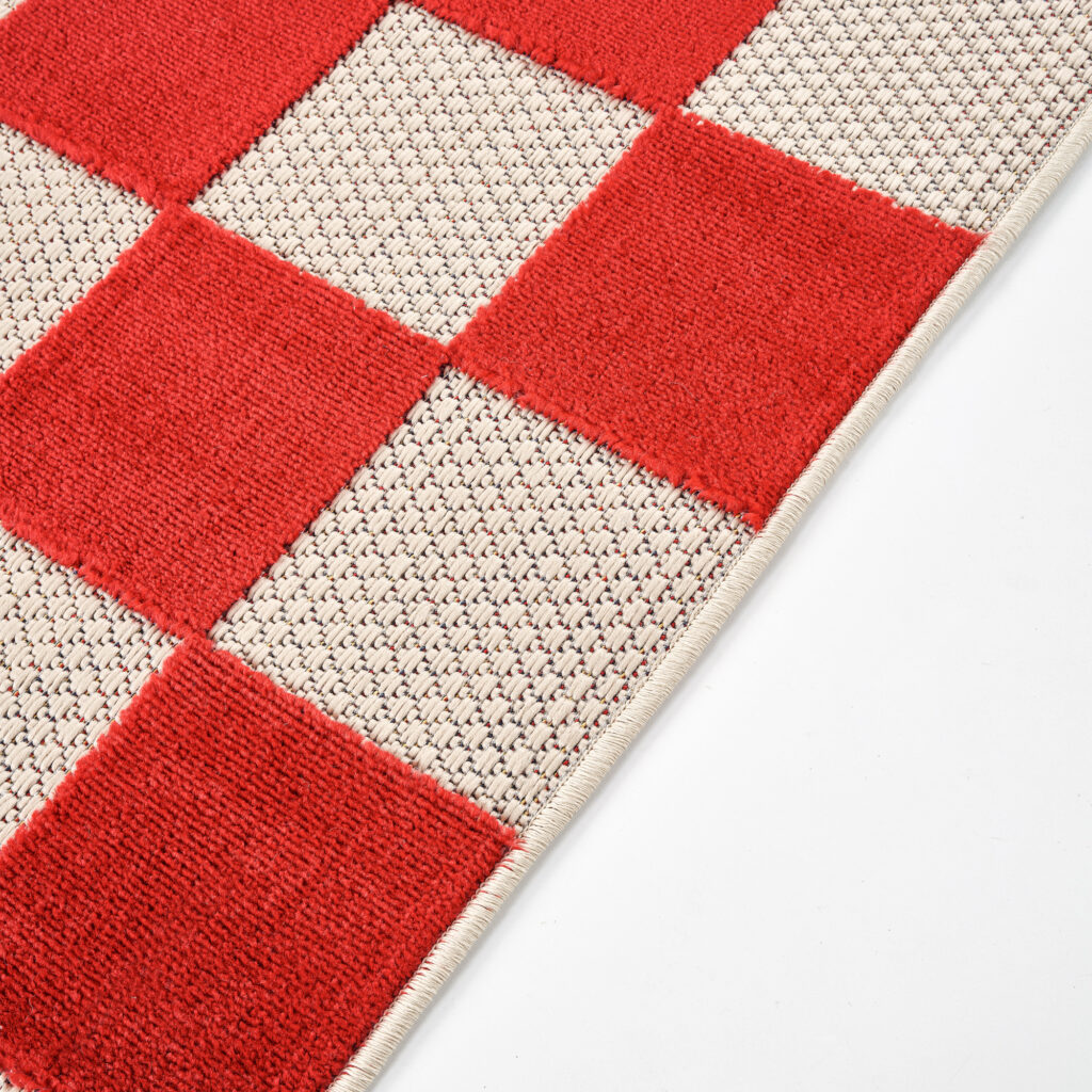 Alfombra de Exterior Checker Crema Roja