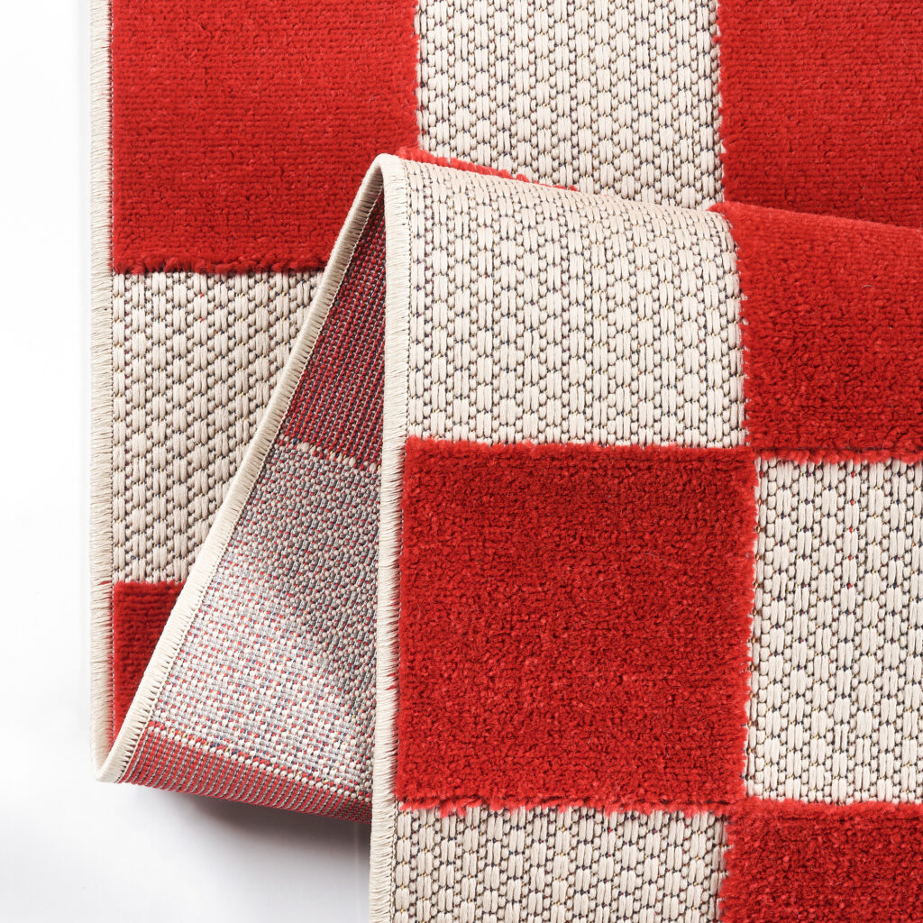 Alfombra de Exterior Checker Crema Roja