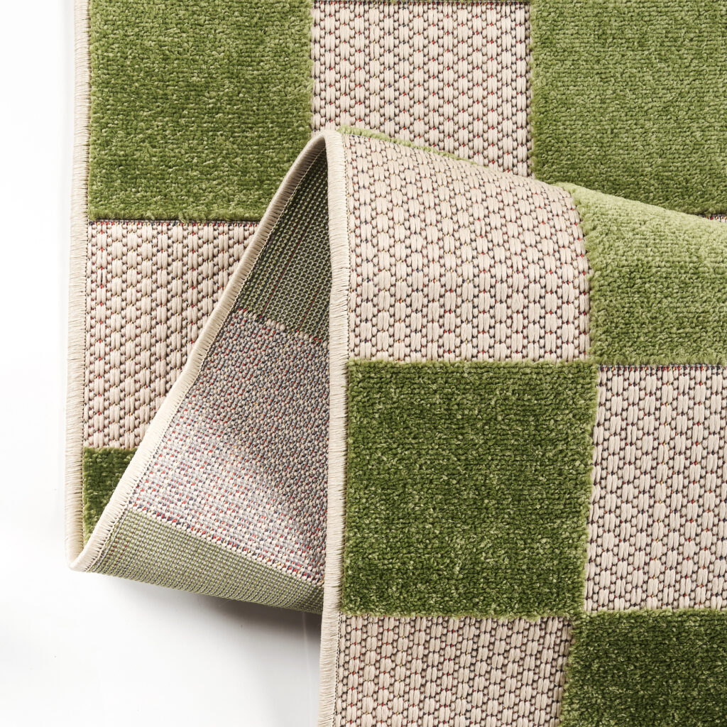 Alfombra de Exterior Checker Crema Verde