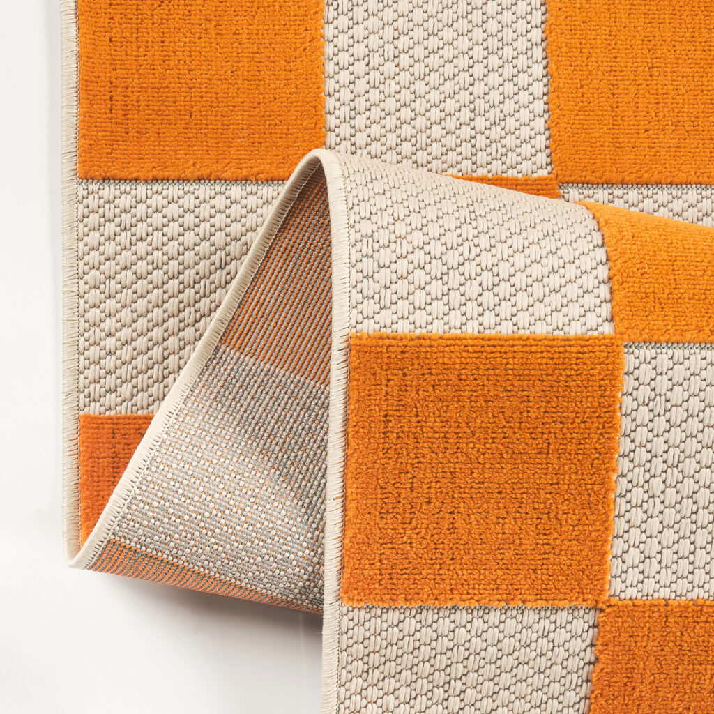 Alfombra de Exterior Checker Crema Naranja